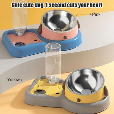 Pet Feeder Bowls Pet Feeder Water Bottle Set Pet Feeding Bowls And DriDescription:
The 2-in-1 feeder pet bowl design with an automatic water bottle will automatically re-inject the water into the dish, and keep the water full and cleanPet Feeder Bowls