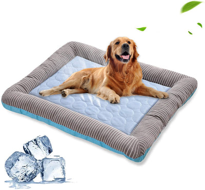 Pet Cooling Pad Bed For Dogs Cats Puppy Kitten Cool Mat Pet Blanket IcOverview： 


 1. Cooling Material: The cooling mat is made of high-tech cooling cloth, which makes your pet enjoy a better cooling effect in summer.
 
 2. Size: ThrePet Cooling Pad Bed