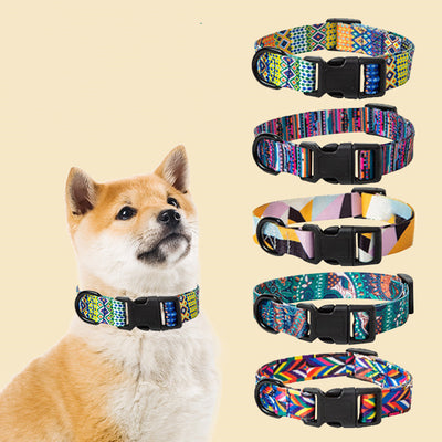 Dog Collar Neck Collar Pet LeashProduct information:
 
 Material: network silk/polyester
 
 Color classification: Bohemia Bohemia set brilliant fireworks brilliant fireworks set Wizard of Oz WizardDog Collar